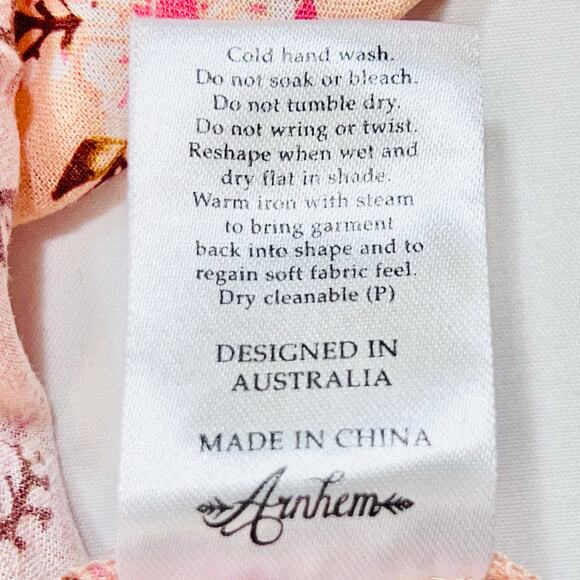 Arnhem Lily Blouse Candy Pink Multi Color Women Size 8 Flutter Bell Sleeves Top - Picture 11 of 16